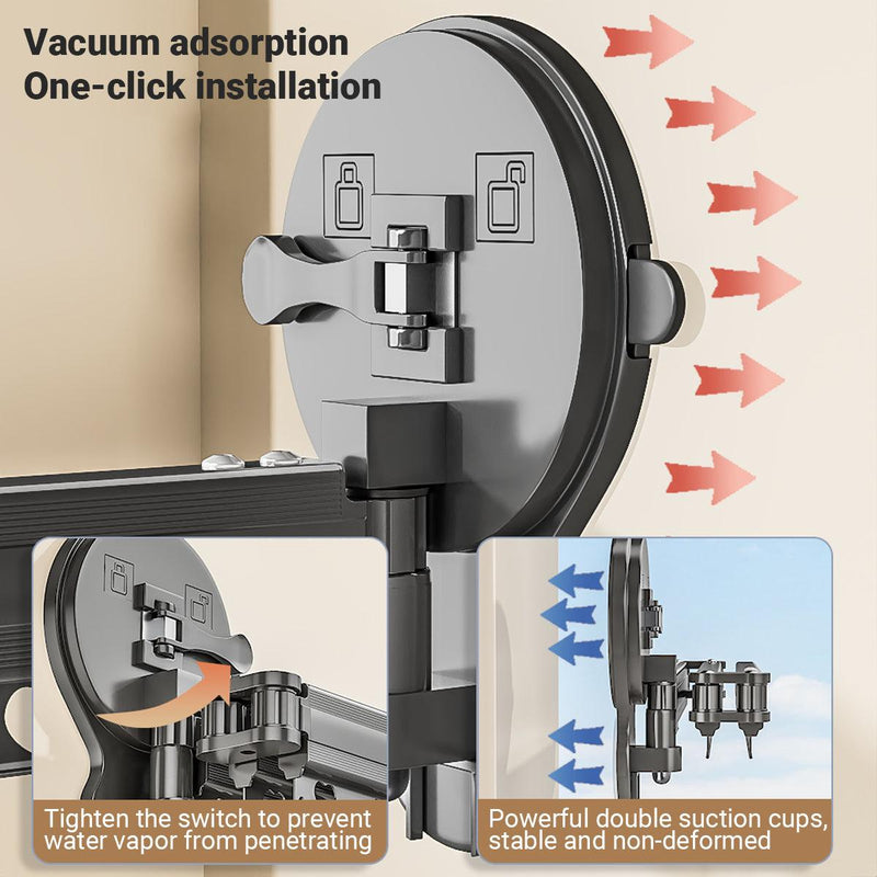 2/3/4-Bar Adjustable Foldable Retractable Clothes Drying Rack Suction Cup Hanger - One Fold And Two Sections