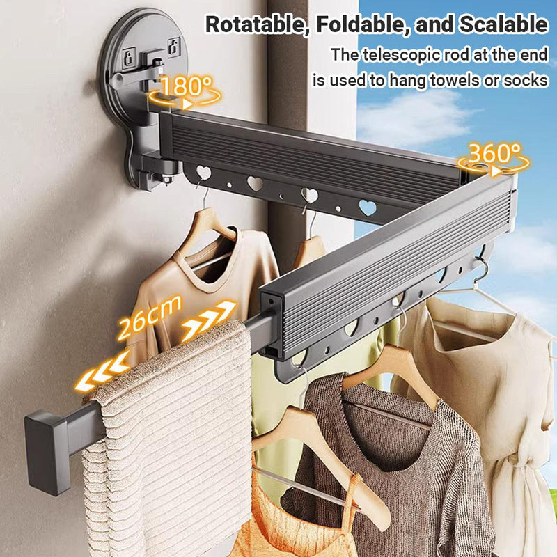2/3/4-Bar Adjustable Foldable Retractable Clothes Drying Rack Suction Cup Hanger - Three Fold And Four Sections