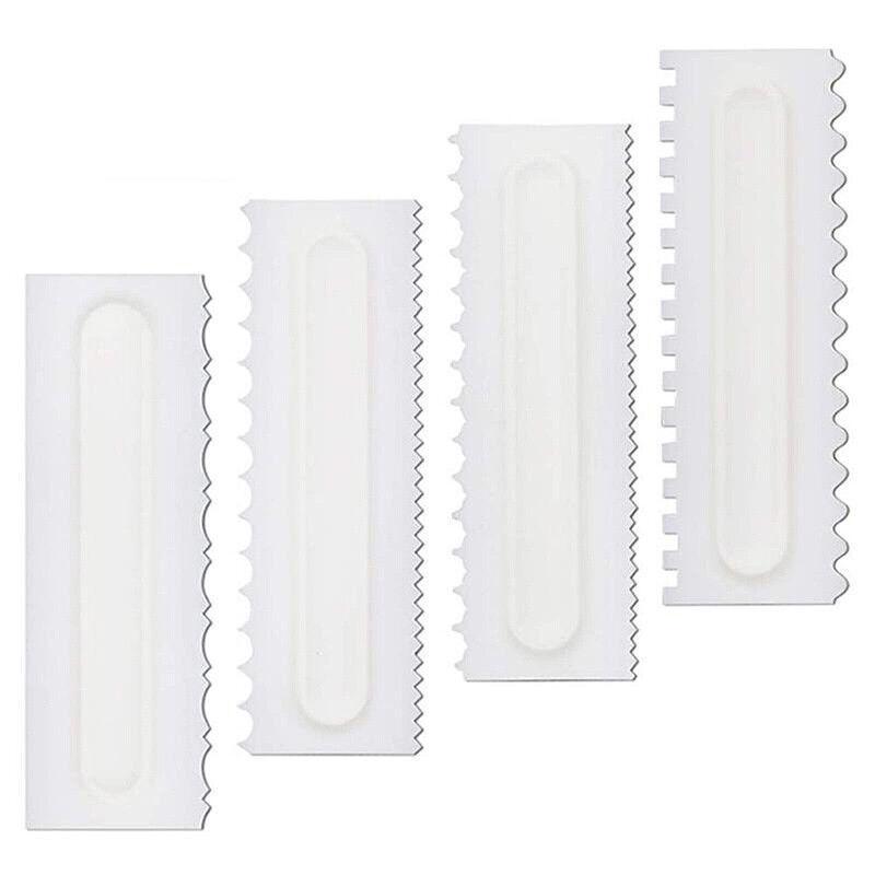 4Pcs Cake Decorating Icing Smoother Edge Frosting Scraper Comb Pastry Spatulasau