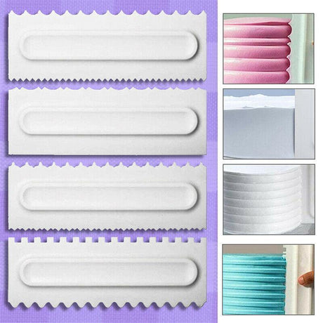 4Pcs Cake Decorating Icing Smoother Edge Frosting Scraper Comb Pastry Spatulasau