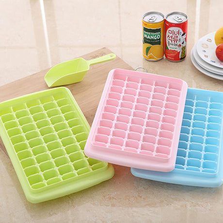 55 Grids Ice Cube Tray Mould With Lid And Storage Box Scoop Set Maker Ice Cube - Green