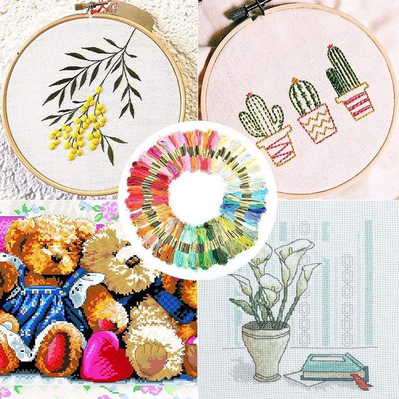 50/100 Colours Colourful Egyptian Cross Stitch Cotton Embroidery Threads - 50PCS (50 Colours)