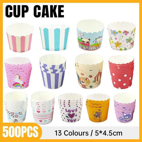 500pcs Colorful Cupcake Muffin Baking Cups Greaseproof Nonstick Paper Liners - Cupcake-500pcs-LSFTN