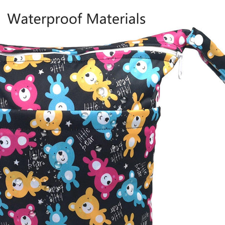 2PCS Cartoon Printed Diaper Bag Double Zipper Washable Storage Organizer - Blue Heart