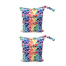 2PCS Cartoon Printed Diaper Bag Double Zipper Washable Storage Organizer - Blue Heart