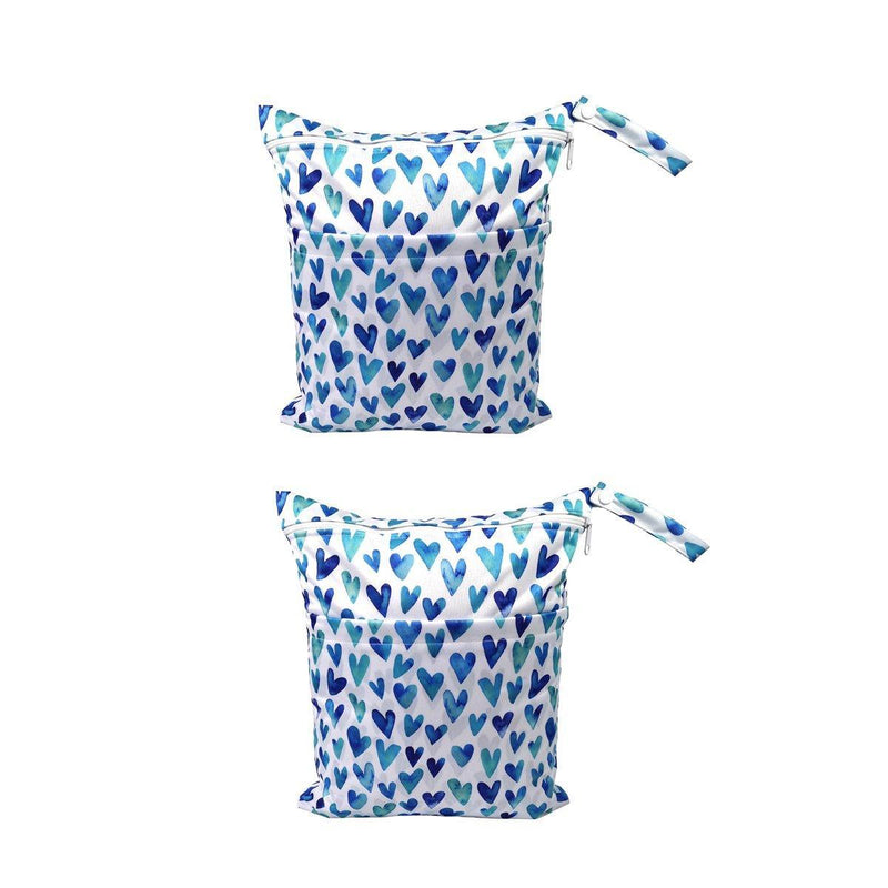 2PCS Cartoon Printed Diaper Bag Double Zipper Washable Storage Organizer - Colour Heart