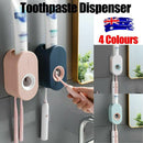 Automatic Toothpaste Dispenser Bathroom Wall-Mounted Rack Toothbrush Holder - Pink