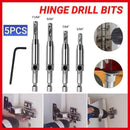 4X Self-Centering Drill Bits Hex Shank Pilot Door Drawer Hinge Hole Screw Guide