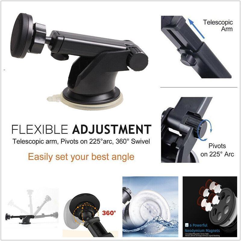 360 Degree Car Phone Holder Telescopic Mount for Dashboard and Windshield Use
