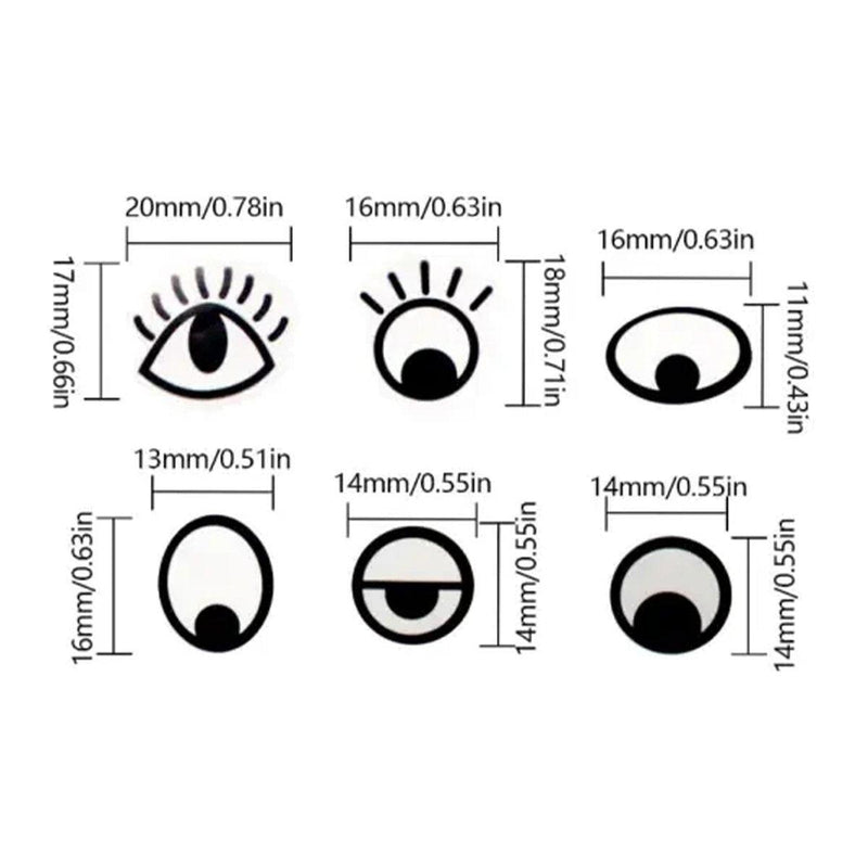 2 Rolls Cartoon Eye Stickers Self-Adhesive DIY Craft Paper for Handmade Projects