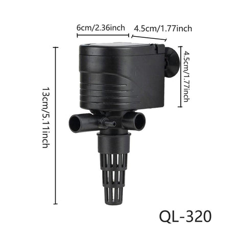 3in1 Mini Aquarium Fish Tank Filter Submersible Water Purifier Oxygen Pump - QL-500 (40W 2800L/H)