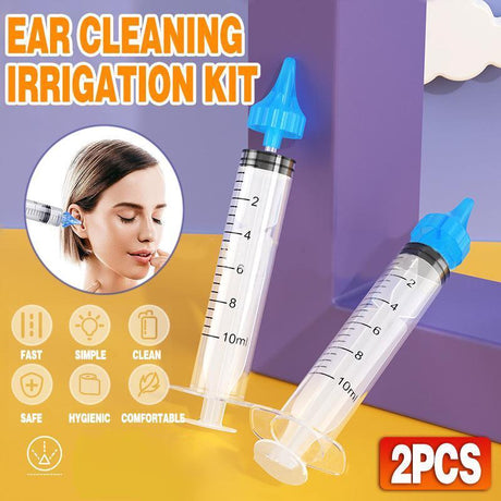 2PCS Ear Cleaning Irrigation Kit Safe Water Flushing Ear Wax Removal Syringe