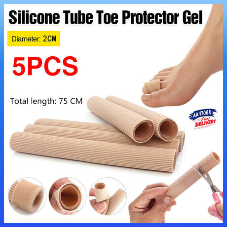 5Pcs Silicone Tube Toe Gel Protector Corn Relief Foot Pain Soft Cushion Pad Cap