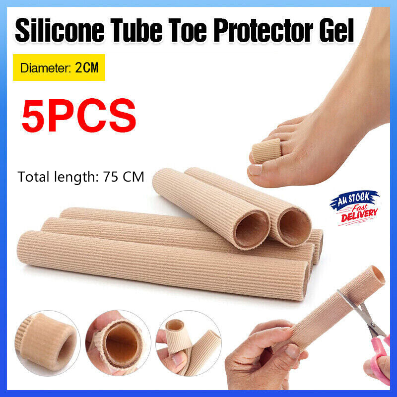 5Pcs Silicone Tube Toe Gel Protector Corn Relief Foot Pain Soft Cushion Pad Cap