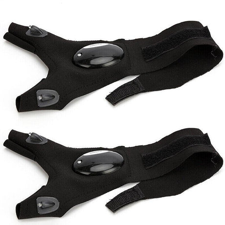 2PCS LED Light Fishing Gloves with Finger Flashlights for Outdoor Night Use