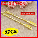 2PCS Gold Mini Scoop Spoon Metal Powder Spatula for Kitchen Craft or Resin Use