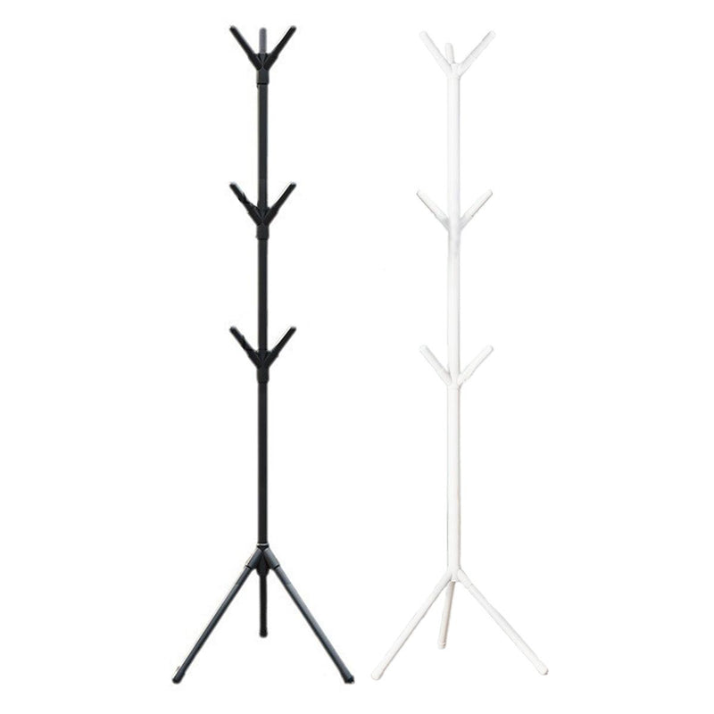 6Hooks Coat Stand Rack Clothes Hanger Hat Tree Jacket Umbrella Storage Organizer - Black