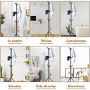 6Hooks Coat Stand Rack Clothes Hanger Hat Tree Jacket Umbrella Storage Organizer - Black