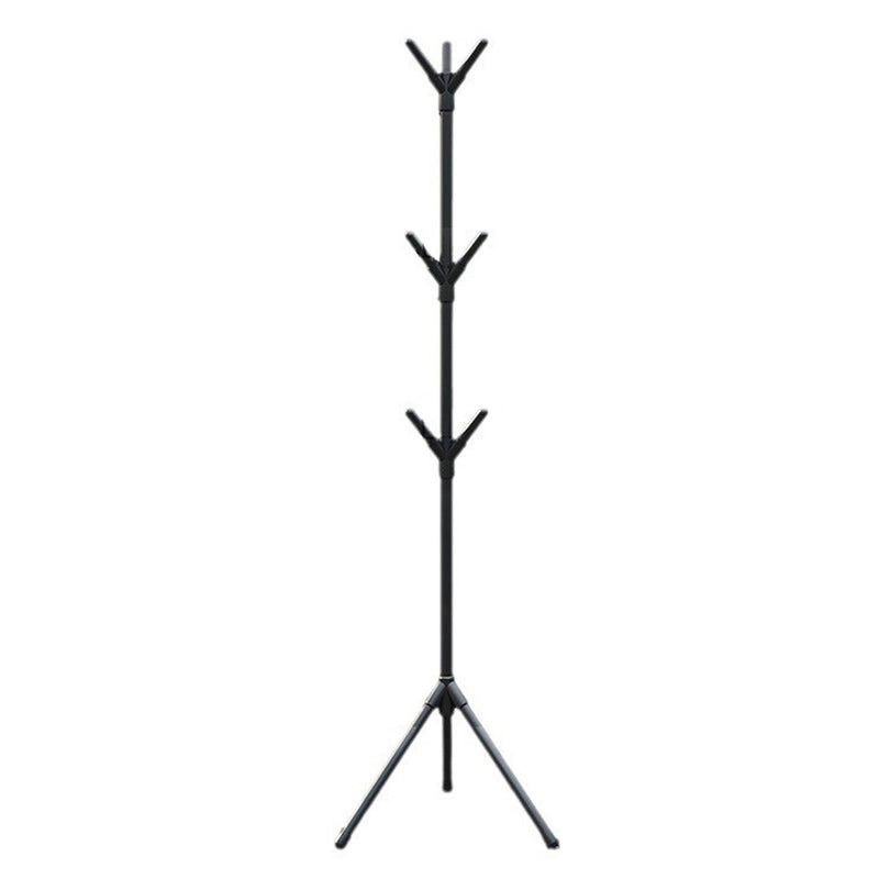 6Hooks Coat Stand Rack Clothes Hanger Hat Tree Jacket Umbrella Storage Organizer - Black