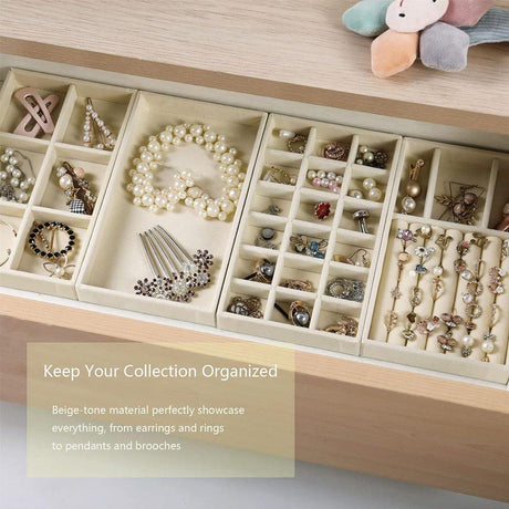 4PCS Flannel Jewelry Storage Trays Necklace Ring Earrings Organizer