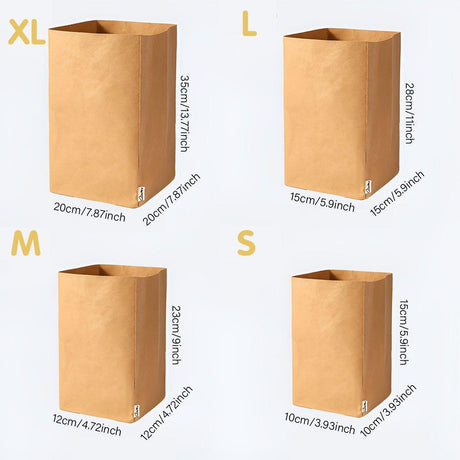 3pcs Washable Kraft Paper Storage Bag for Kitchen Desktop Refrigerator Organizer - L-Square