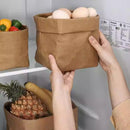 3pcs Washable Kraft Paper Storage Bag for Kitchen Desktop Refrigerator Organizer - M-Square