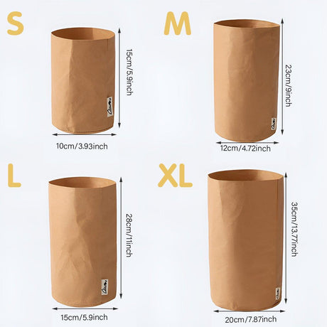 3pcs Washable Kraft Paper Storage Bag for Kitchen Desktop Refrigerator Organizer - S-Square