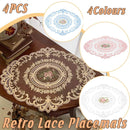 4 Pack Retro Lace Oval Placemats 31x42cm French Crochet Doilies 4 Colors Set - Sky Blue