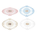 4 Pack Retro Lace Oval Placemats 31x42cm French Crochet Doilies 4 Colors Set - Sky Blue