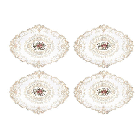 4 Pack Retro Lace Oval Placemats 31x42cm French Crochet Doilies 4 Colors Set - Sky Blue