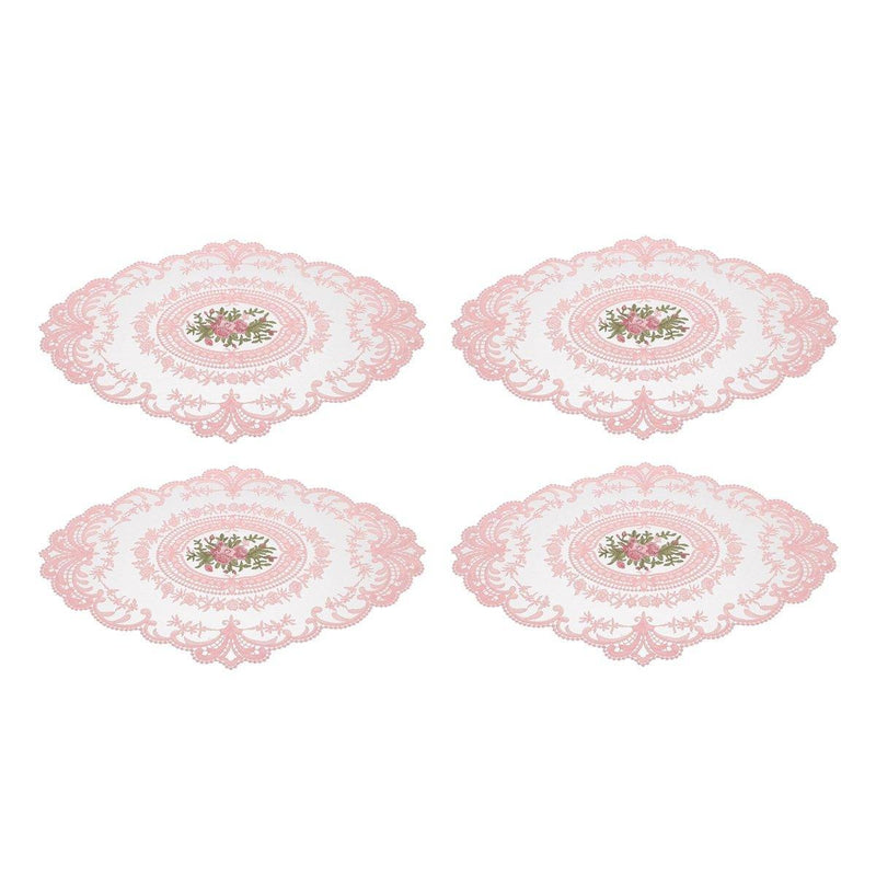 4 Pack Retro Lace Oval Placemats 31x42cm French Crochet Doilies 4 Colors Set - White