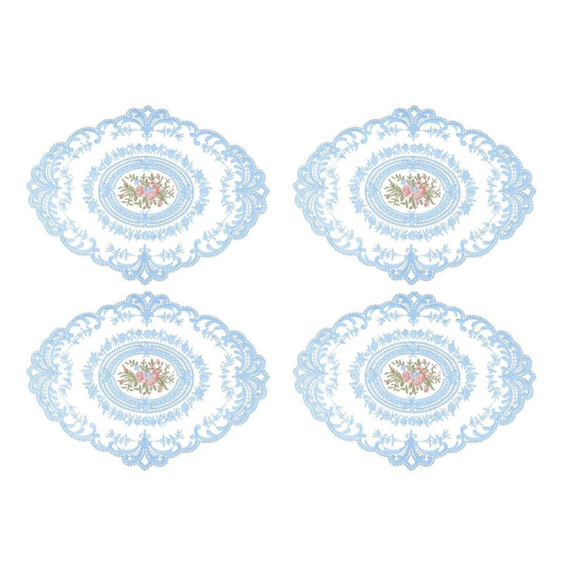 4 Pack Retro Lace Oval Placemats 31x42cm French Crochet Doilies 4 Colors Set - White