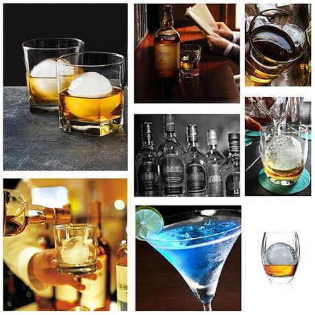 2X Large Ice Ball Maker Cube Tray Big Silicone Mold Sphere Whiskey Round Mould