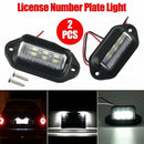 2PCS 6 LEDs License Number Plate Light Lamps For Truck SUV Trailer Lorry 12/24V