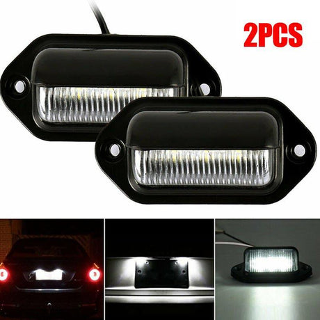2PCS 6 LEDs License Number Plate Light Lamps For Truck SUV Trailer Lorry 12/24V