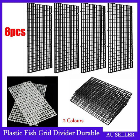 8Pcs Plastic Fish Grid Divider Durable  Holder Fish Tank Tray Egg Crate Aquarium - White