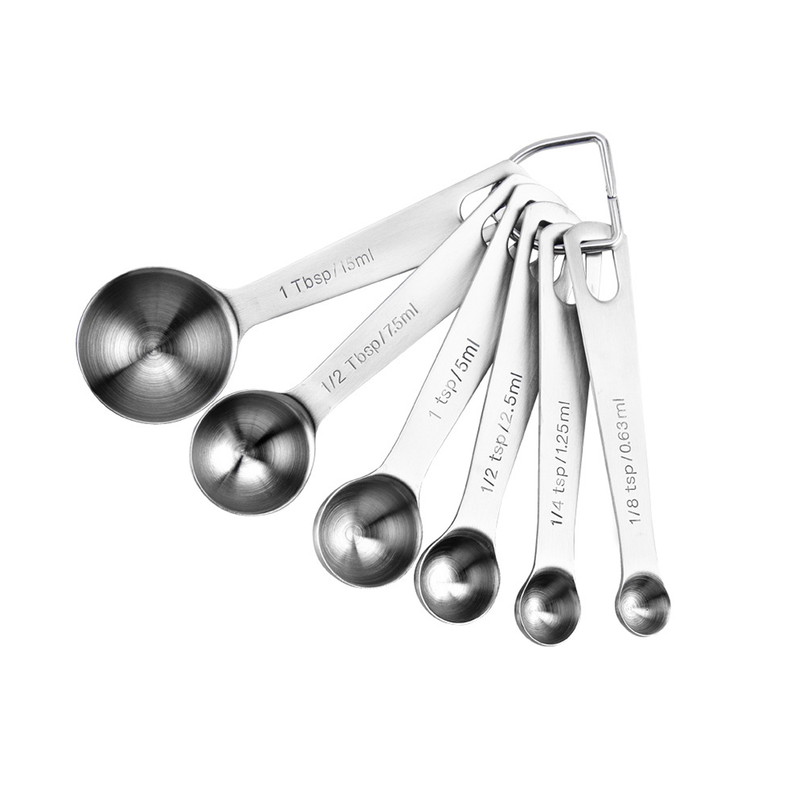 6PCS Measuring Cups Spoons 304 Stainless Steel Baking Tools With Scale Set