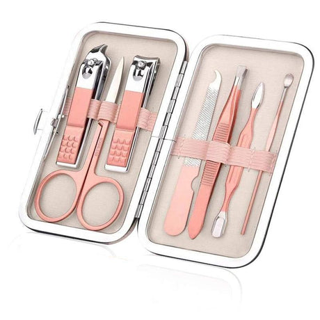 7PCS Manicure Pedicure Set Stainless Nail Clippers Kit Cuticle Grooming Case