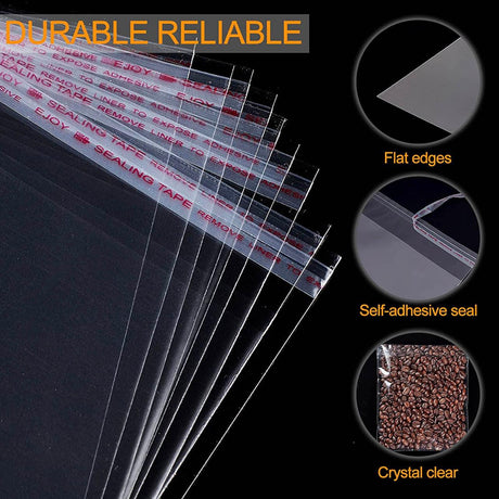 100Pcs Self-Adhesive Clear Opp Cellophane Bags with Air Hole - 8*10+3cm