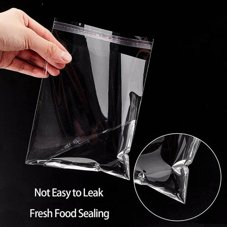100Pcs Self-Adhesive Clear Opp Cellophane Bags with Air Hole - 8*10+3cm