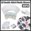 100X Premium White CD DVD Double Sided Plastic Sleeves Holds 2 discs Storage Bag