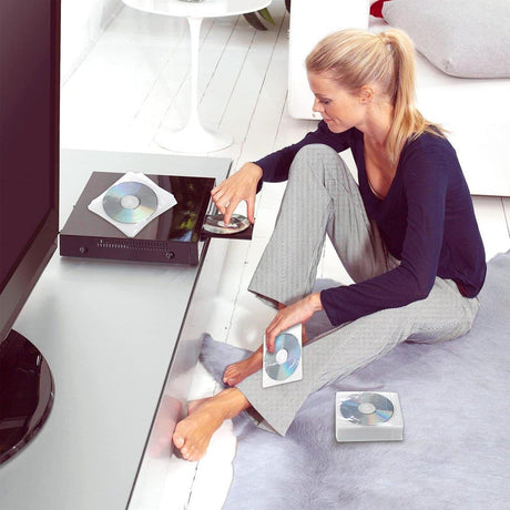 100X Premium White CD DVD Double Sided Plastic Sleeves Holds 2 discs Storage Bag