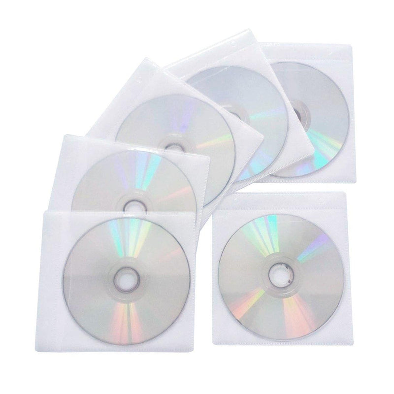 100X Premium White CD DVD Double Sided Plastic Sleeves Holds 2 discs Storage Bag