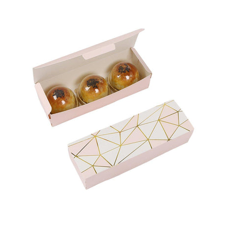 25pcs Long Strip Clamshell Packaging Box 3-Compartment Dessert Storage Box - Blue