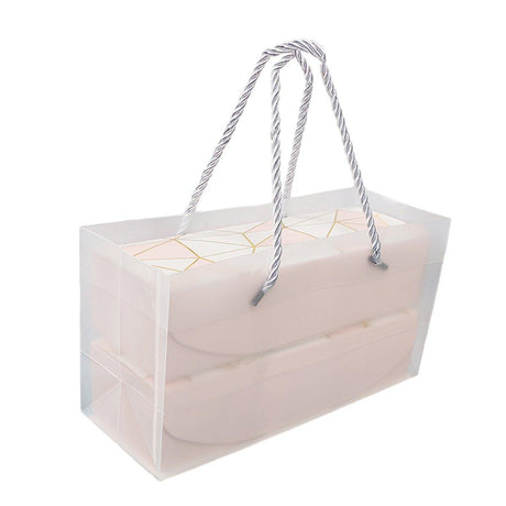 25pcs Long Strip Clamshell Packaging Box 3-Compartment Dessert Storage Box - Marble