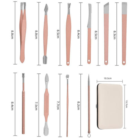 18 Piece Rose Gold Stainless Steel Manicure Pedicure Set With Travel Case