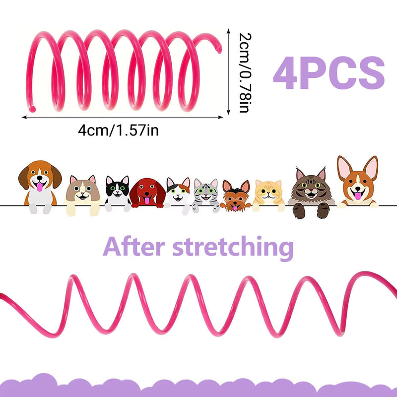 4PCS Cat Spring Toys Colourful Plastic Jumping Toy for Kitten Interactive Play