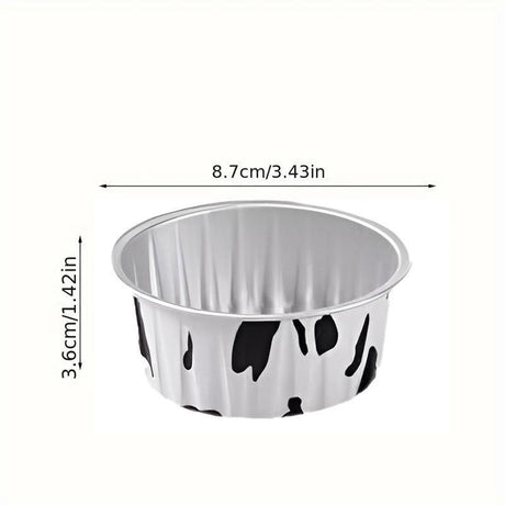 100Pcs Cake Tools Pudding Cake Aluminum Foil Baking Cups Cupcake Cup with Lids - 100pcs-Cow