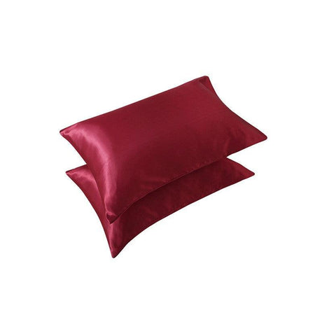 2X Satin Pillow Case Bedroom Pillowcase Cushion Covers Home Decor Luxury Slip - Red