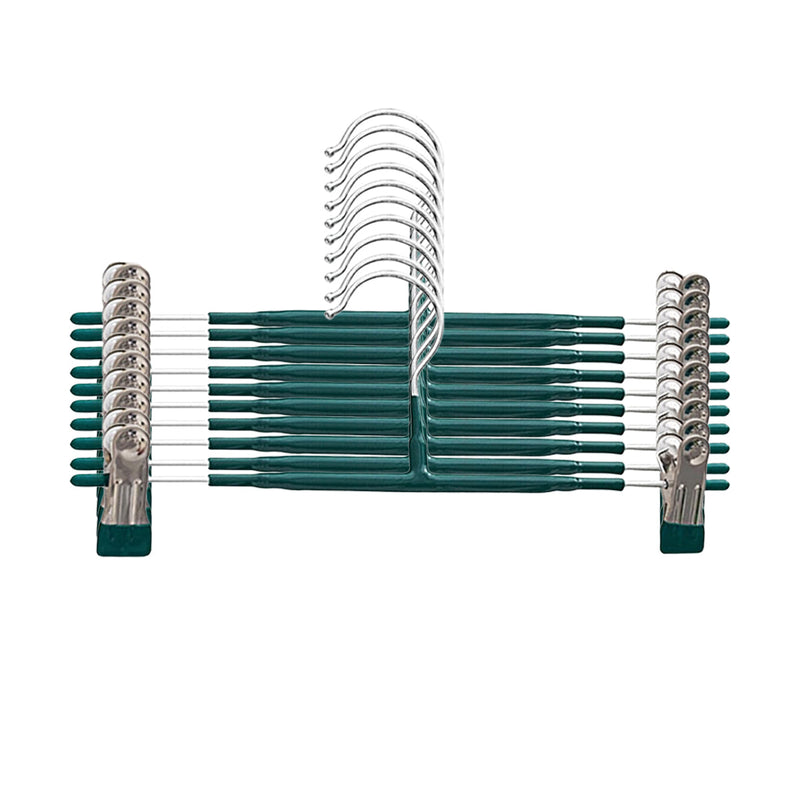 10pcs Home Wardrobe Pant Rack Hanging Trouser Organizer Clothes Hanger - Green